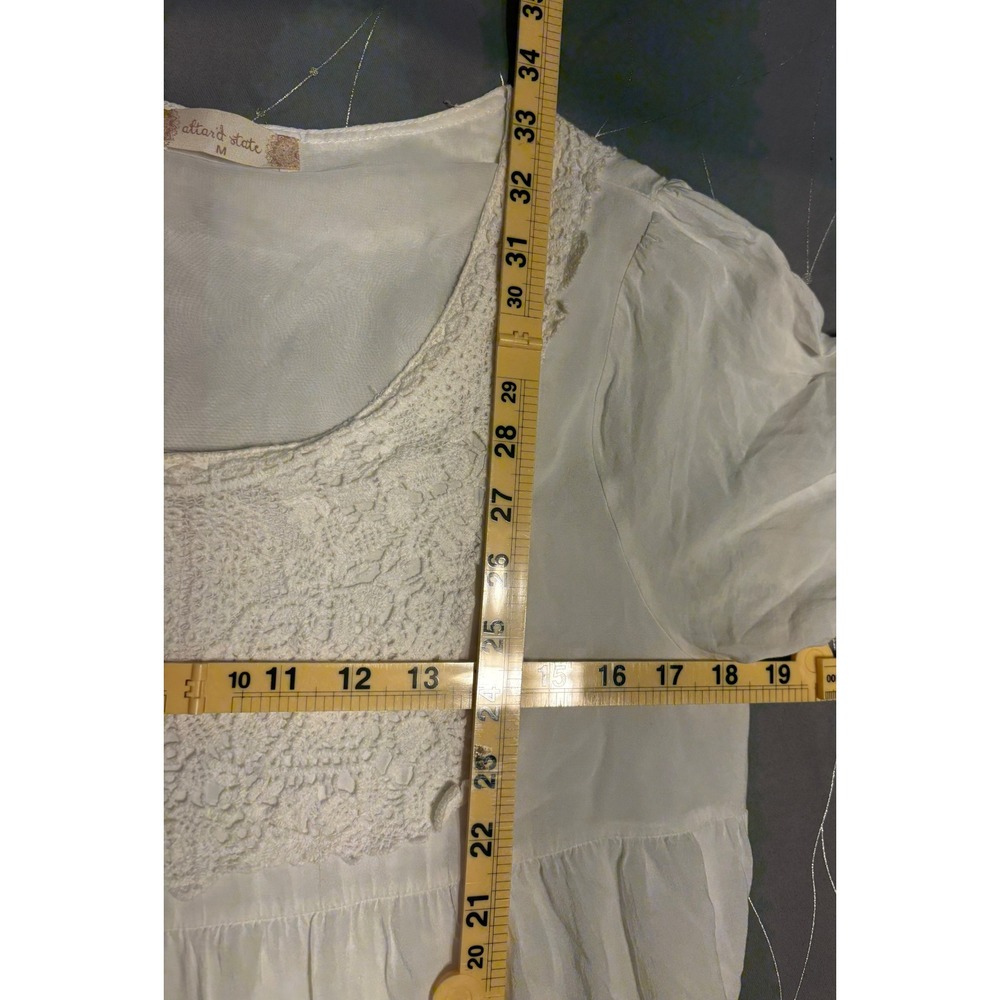 Altar'd State White Lace Tiered Mini Dress Boho Bridal Short Sleeve Medium - Picture 4 of 5